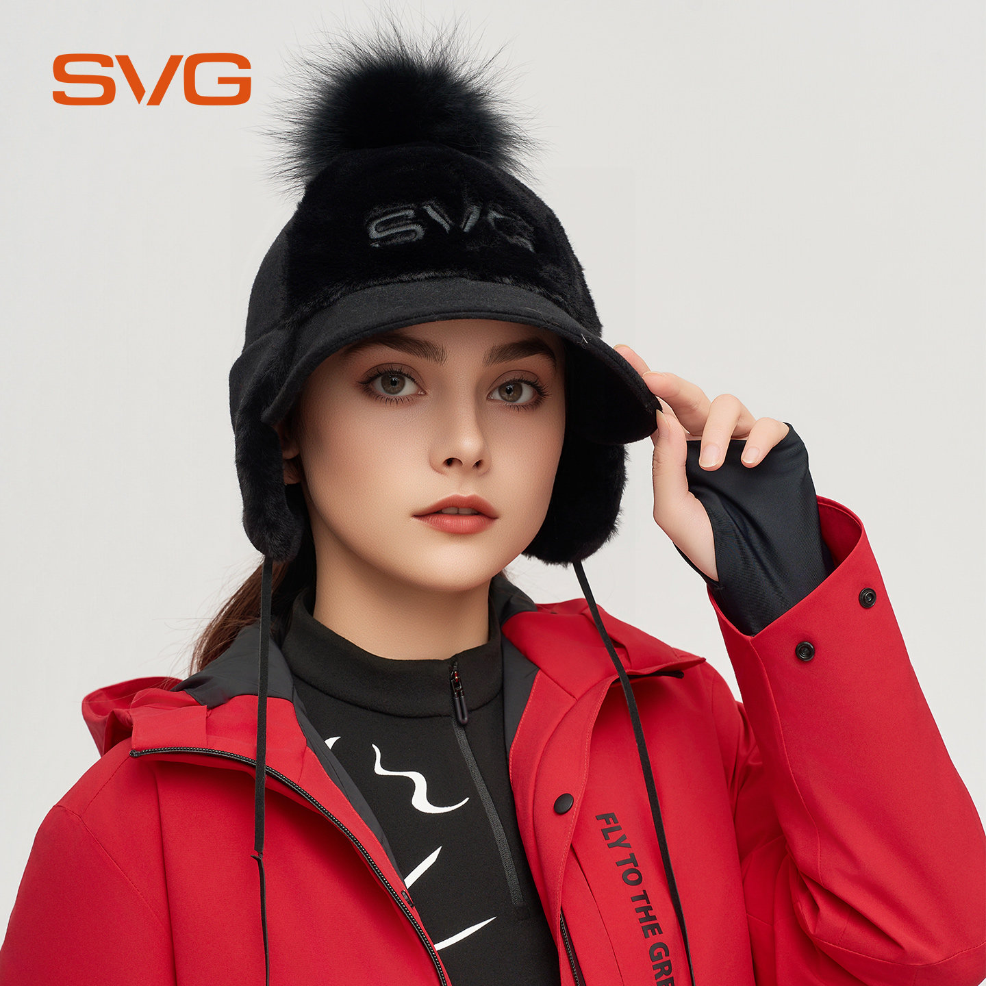 svg高尔夫秋冬新款男女保暖毛球帽加厚护耳帽子鸭舌帽时尚运动帽