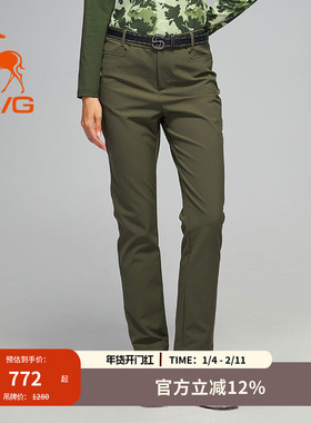 svg高尔夫冬季新款女装深绿色修身长裤时尚运动套装女士直筒裤