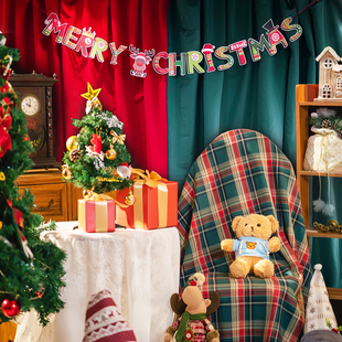 圣诞节拍照背景布墨绿酒红新年红色ins网红挂墙复古装饰拍摄道具摄影直播幕布高级感儿童写真挂布照相布景