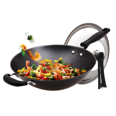 炒锅尖底无涂层家用燃气灶