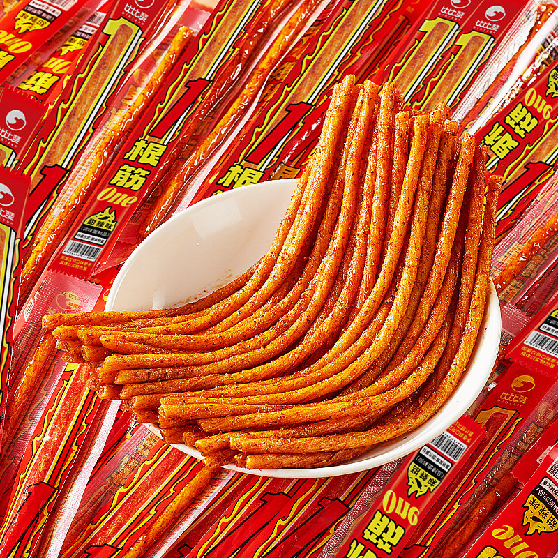 比比赞一根筋辣条辣片超长豆角干小零食面筋制品休闲解馋素食小吃