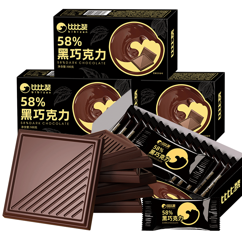 比比赞纯黑巧克力纯可可脂俄罗斯风味烘焙巧克力100%零食小吃黑巧
