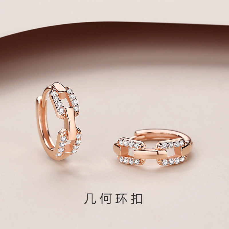 日常上班通勤耳环女春日金色耳圈养耳洞耳饰耳钉高级玫瑰彩金耳扣