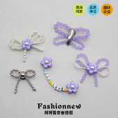 花 配饰鞋 适配Crocs鞋 装 扣金属紫色蝴蝶结 白鹿同款 饰配件鞋 洞洞鞋