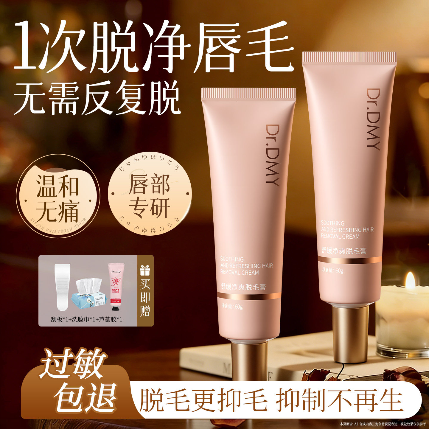 唇部脱毛膏脱唇毛去小胡子汗须漂胡脸面部剂否永男女士专用久神器