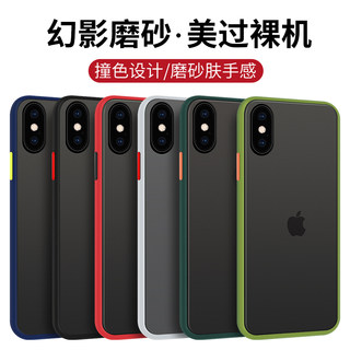 幻影磨砂壳适用苹果X手机壳iPhoneXS Max全包 XR防指纹防摔套撞色