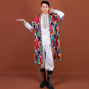 天山美翼新疆男士舞蹈演出服新款民族风印花外披夏季透气款长马甲