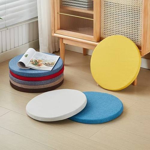 日式坐垫椅子坐垫可拆洗圆形加厚加高坐垫四季细麻高密度海绵坐垫