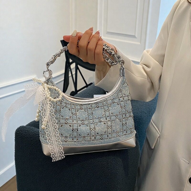 超火轻奢牛仔腋下包包女2025新款高级感链条单肩斜挎包百搭手提包,箱包皮具/热销女包/男包,腋下包,淘宝优惠券,粉丝福利购,淘宝优惠卷