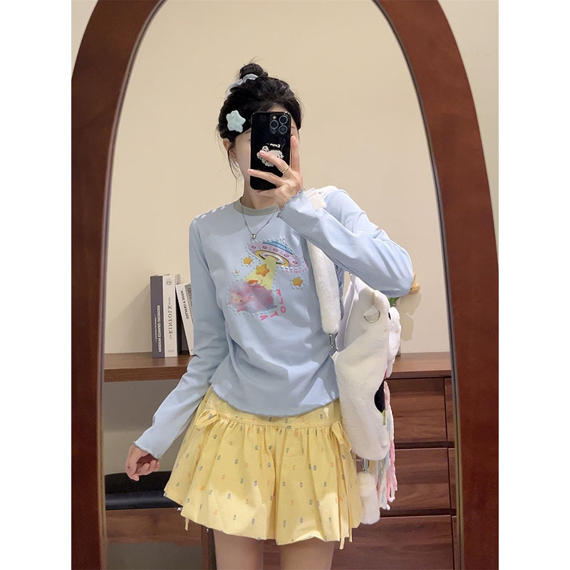 韩系圆领长袖t恤女内搭上衣