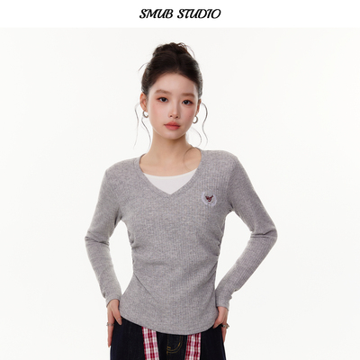 2025冬季新款假两件女针织打底衫