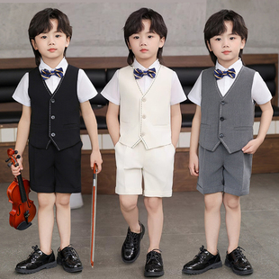 帅气男童礼服夏季 英伦风儿童西装 套装 小学生朗诵主持人演出服正装
