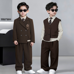 男童小西装 痞帅英伦风男孩主持人礼服高级感花童儿童走秀潮服 套装