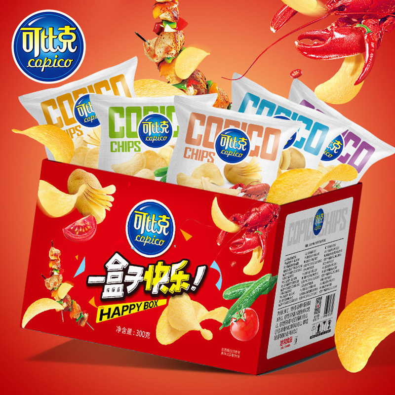 W可比克新品纯切薯片30g*10包口味混合网红休闲小吃食品看剧零食