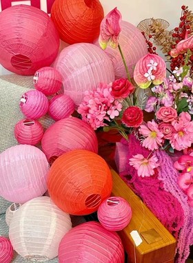 速发结婚红色房字纸灯笼婚喜彩置婚礼新娘拍照道具中式布色树挂装