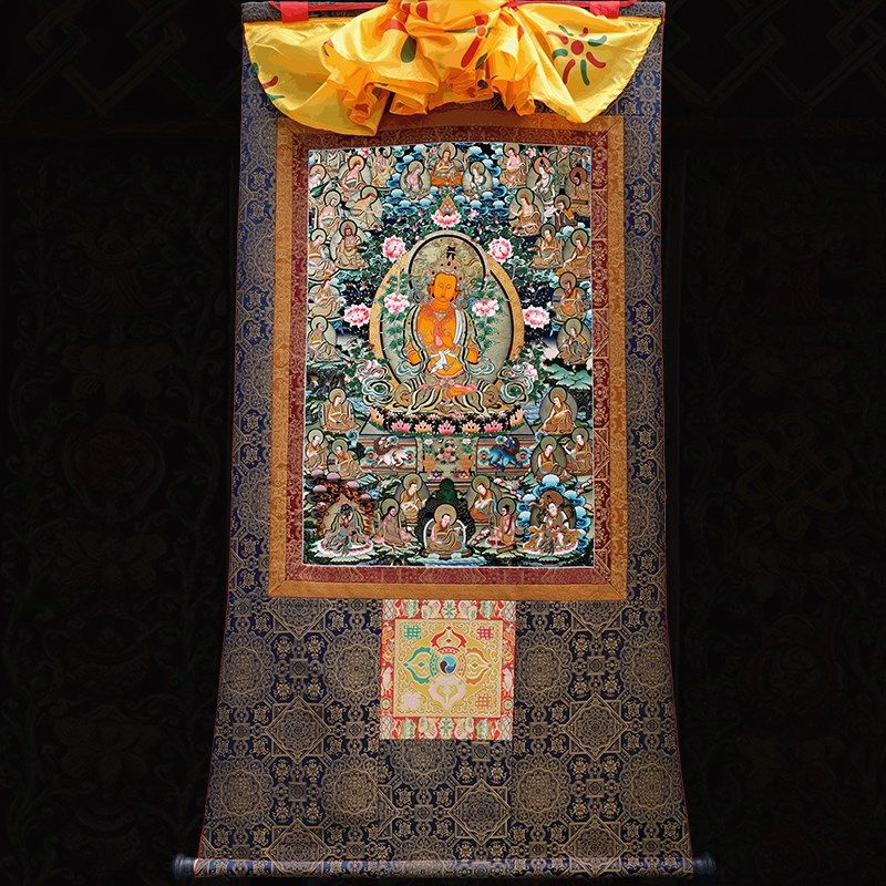 速发清殊说法精矿物颜料微喷唐卡 藏传密宗高文佛像菩萨图裱