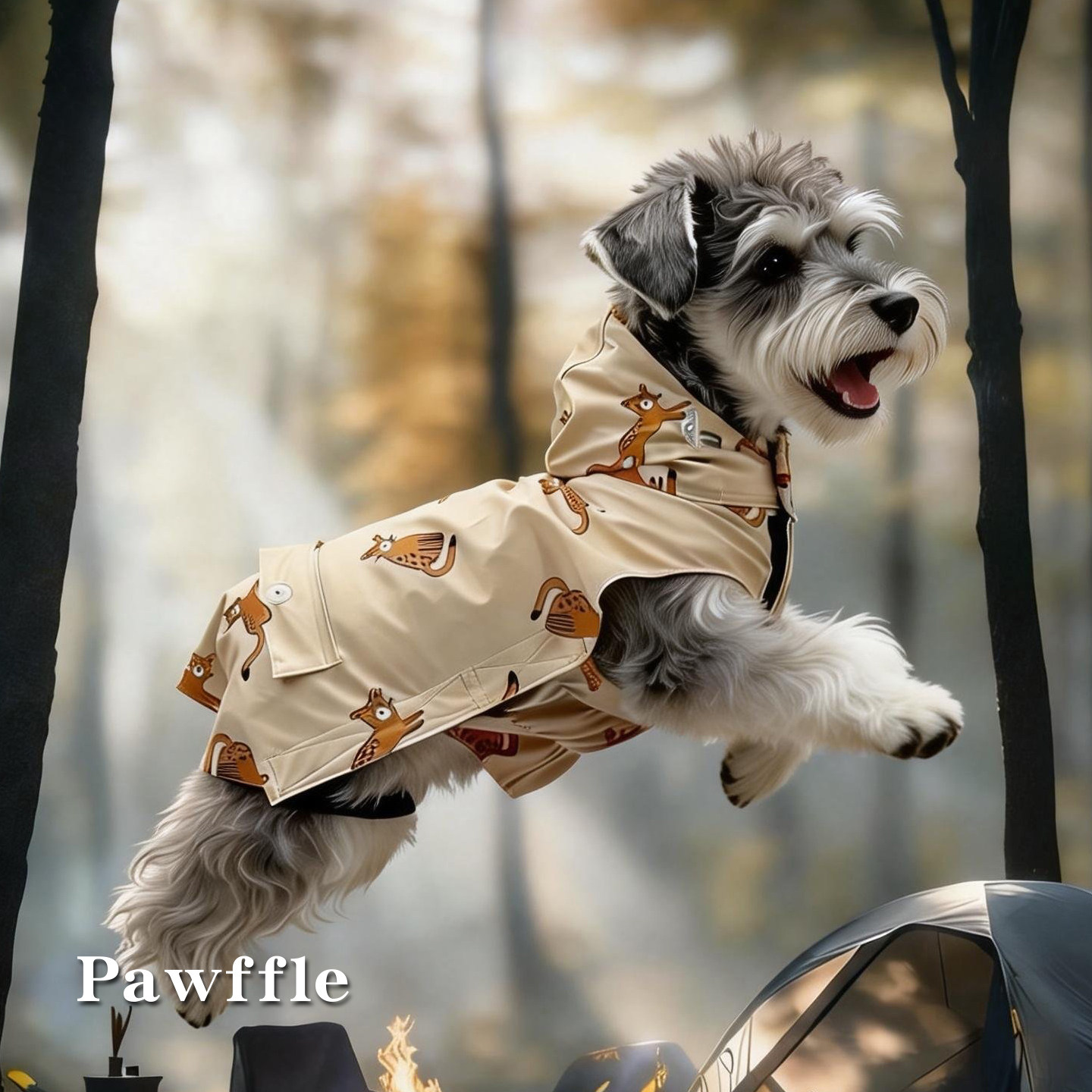 Pawffle冲锋衣可爱卡通狗狗连帽雨衣小型犬防雨舒适薄款宠物服装