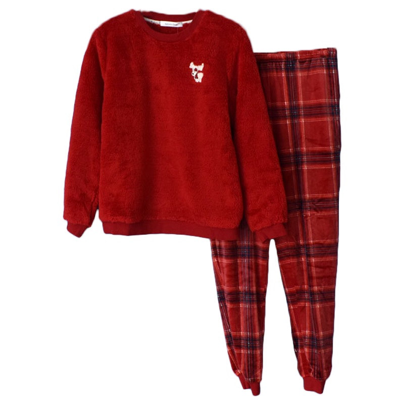 秋鹿睡衣专柜秋冬2020男女北极绒超柔贝贝印花家居服情侣保暖套装