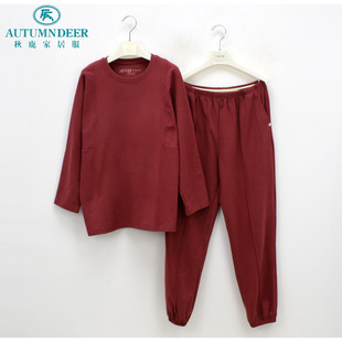 秋鹿简诗睡衣正品新款秋冬女士素色简约休闲舒适家居服女大码套装