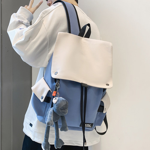 ins休闲书包时尚拼色大容量男士