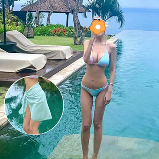 周扬青同款比基尼沙滩度假泳衣女无钢托聚拢大小胸性感三点式泳装