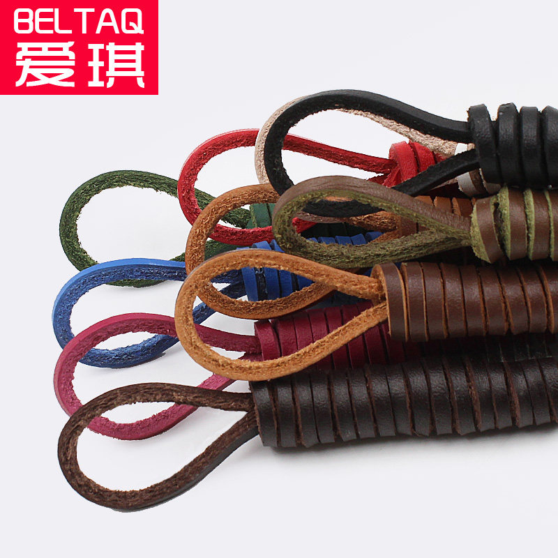 爱琪真皮牛皮四方形鞋带复古皮靴帆船鞋豆豆鞋鞋带黑色白色棕咖色