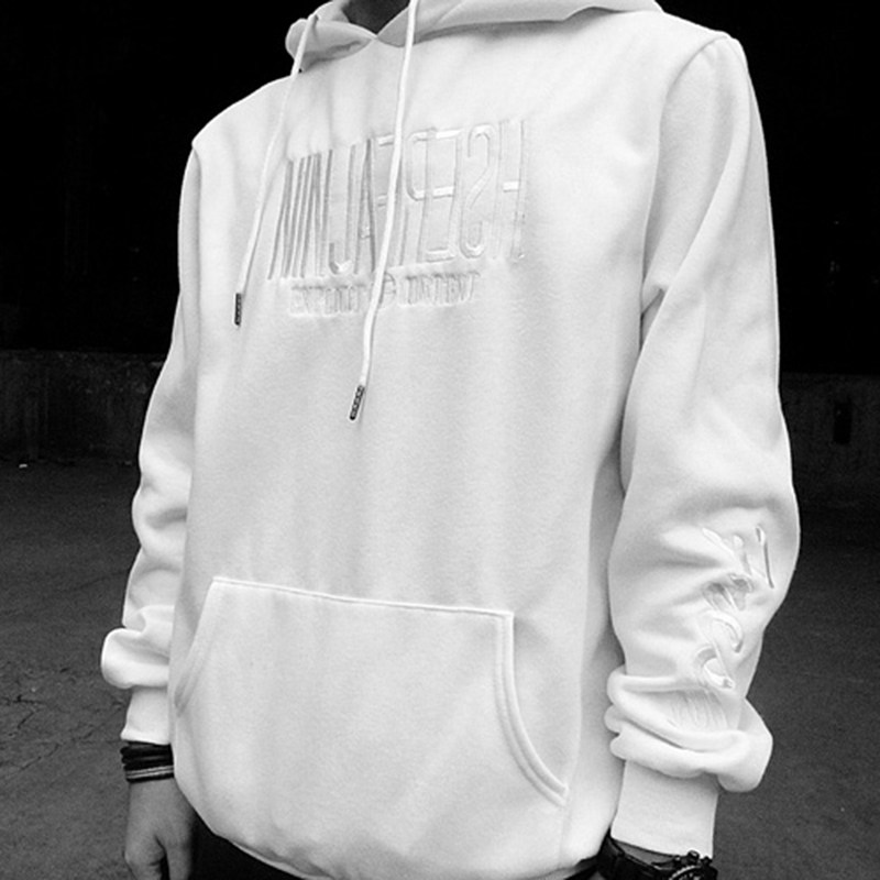 nfg正品带防伪高街刺绣白色pgone同款情侣毛圈加绒连帽套头卫衣