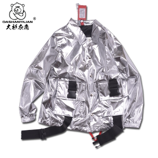 大衫衣恋嘻哈大码3D反光全银亮光外套时尚青春休闲潮男 教练夹克