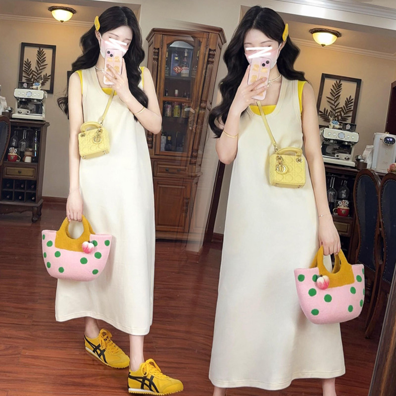 DRESSES MATERNITY SUITS SUMMER LOOSE SLEEVELESS OUTFITS FASHIONABLE TWO-PIECE SETS MIDI HIPSTER VEST SKIRTS