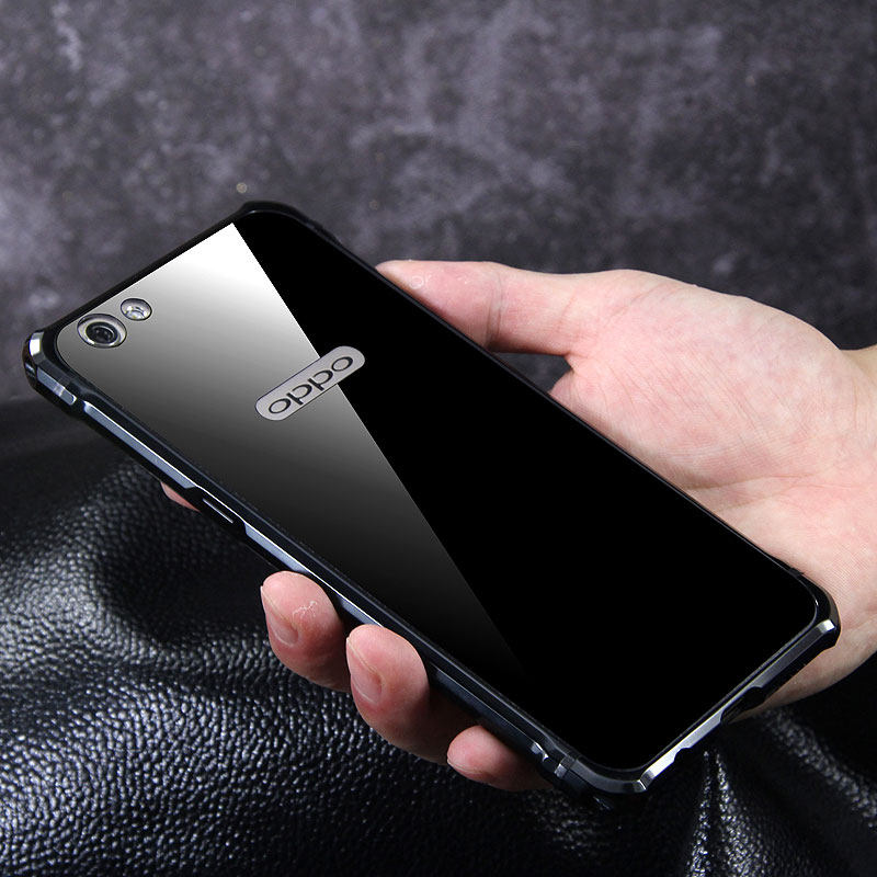 iy Rainbow Aluminum Metal Bumper Dazzle PC Back Cover Case for OPPO R9s & OPPO R9s Plus