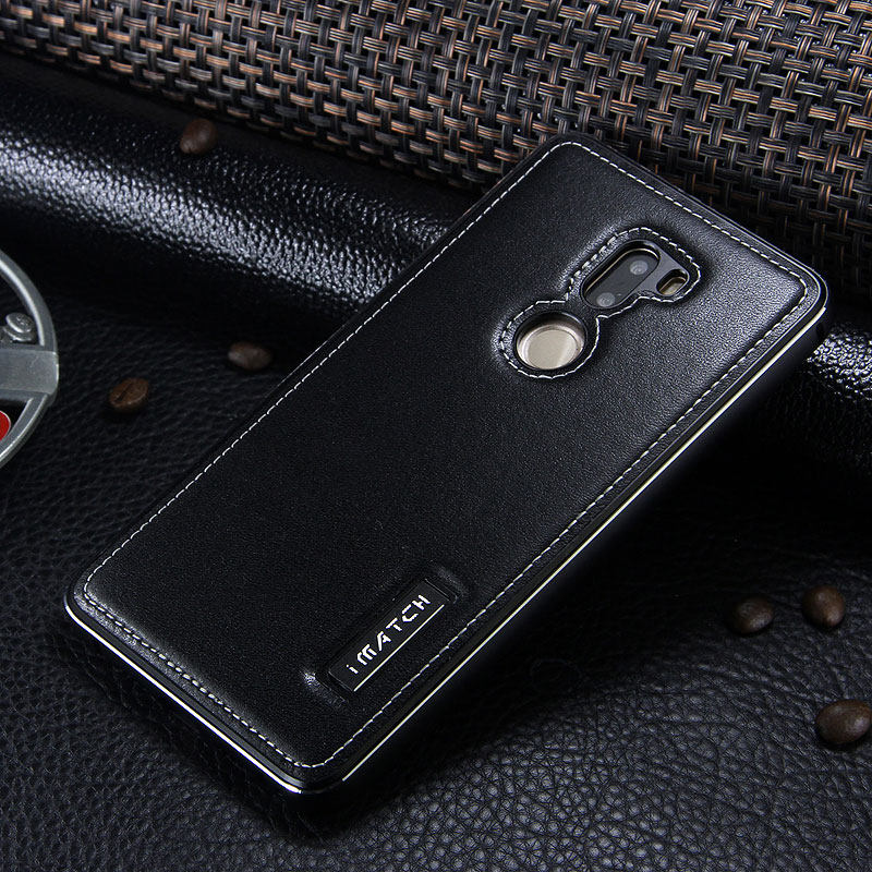 iMatch Luxury Aluminum Metal Bumper Premium Genuine Leather Back Cover Case for Xiaomi Mi 5s Plus