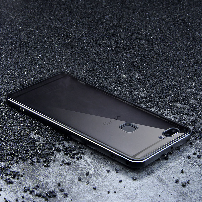 iy Bicolor Aurora Aluminum Metal Bumper Scratch Resistant Transparent PC Case Cover for vivo X20 Plus & vivo X20