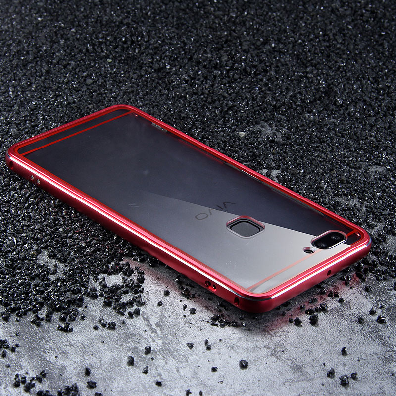 iy Bicolor Aurora Aluminum Metal Bumper Scratch Resistant Transparent PC Case Cover for vivo X20 Plus & vivo X20