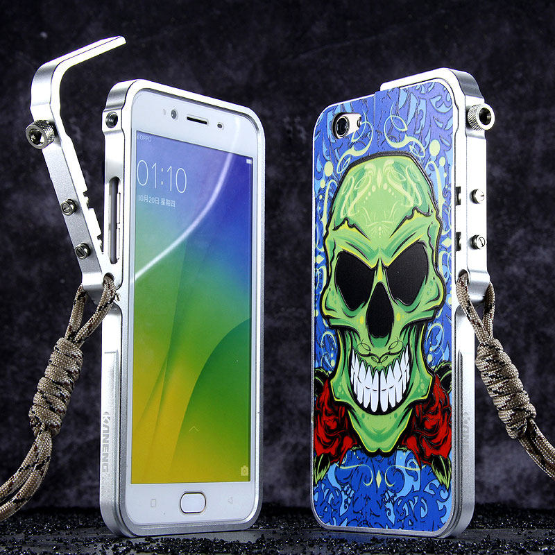 KANENG Mechanical Arm Trigger Aluminum Bumper Metal Frame Case Cover for OPPO R9s & OPPO R9s Plus