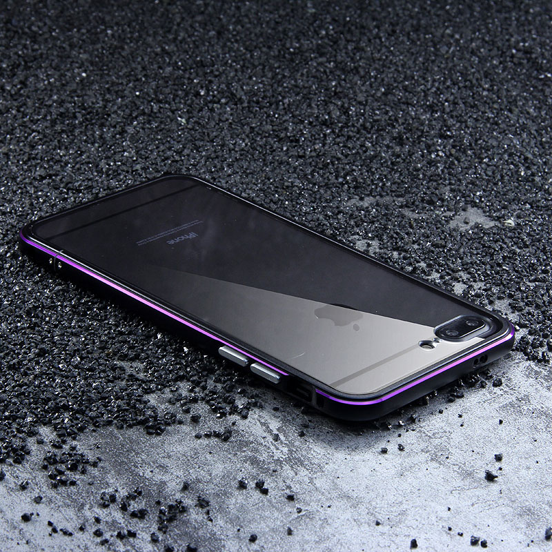 iy Bicolor Aurora Aluminum Metal Bumper Scratch Resistant Transparent PC Case Cover for Apple iPhone 8 Plus & iPhone 8 & iPhone 7 Plus & iPhone 7