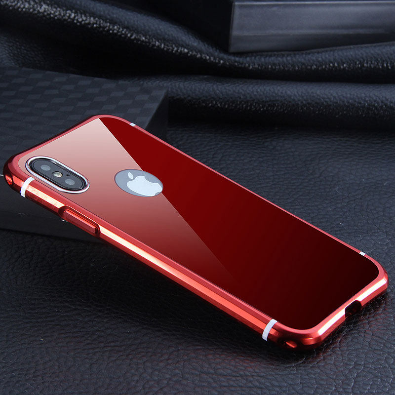 iy Rainbow Aluminum Metal Bumper Dazzle PC Back Cover Case for Apple iPhone X