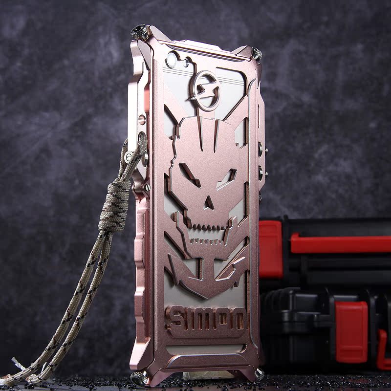 SIMON Mechanical Arm Skull Punk Premium Aluminum Metal Bumper Shockproof Case Cover for OPPO R9s Plus & OPPO R9s