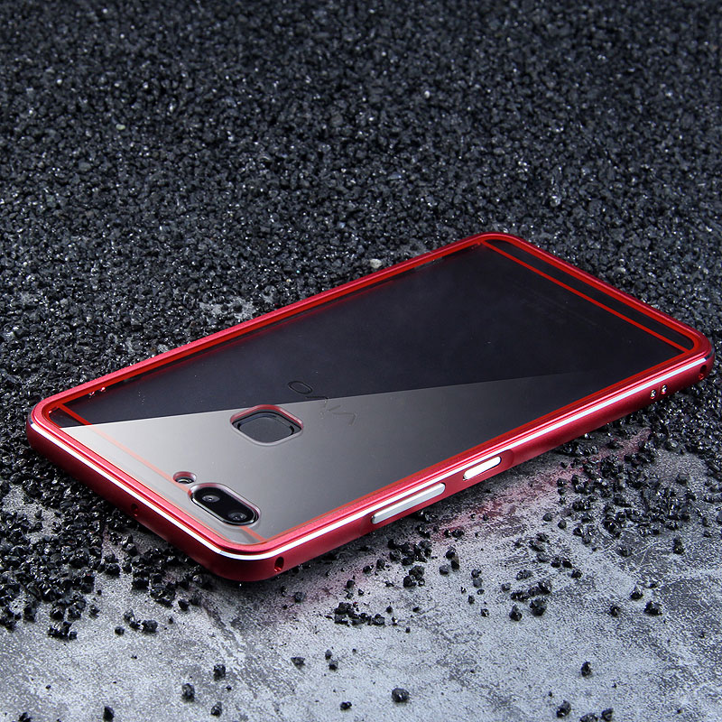 iy Bicolor Aurora Aluminum Metal Bumper Scratch Resistant Transparent PC Case Cover for vivo X20 Plus & vivo X20