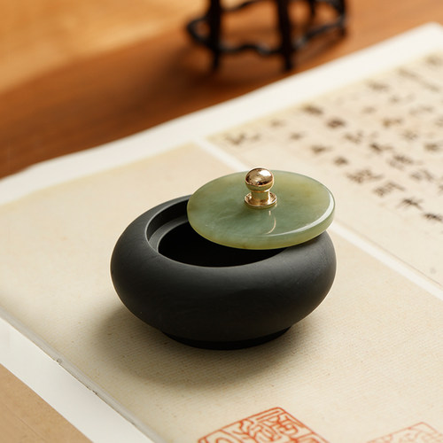 玉石小砚台小楷书法专用带盖原