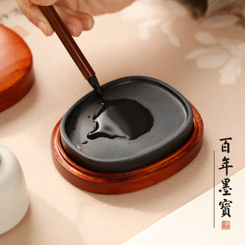 歙砚青鱼子砚原石料掌中宝