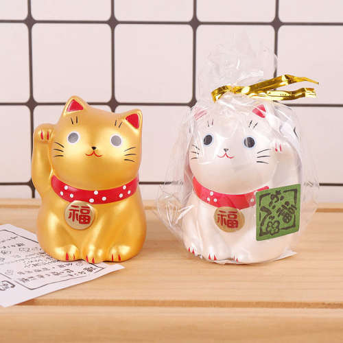 可爱猫咪陶瓷福气健康治愈车载
