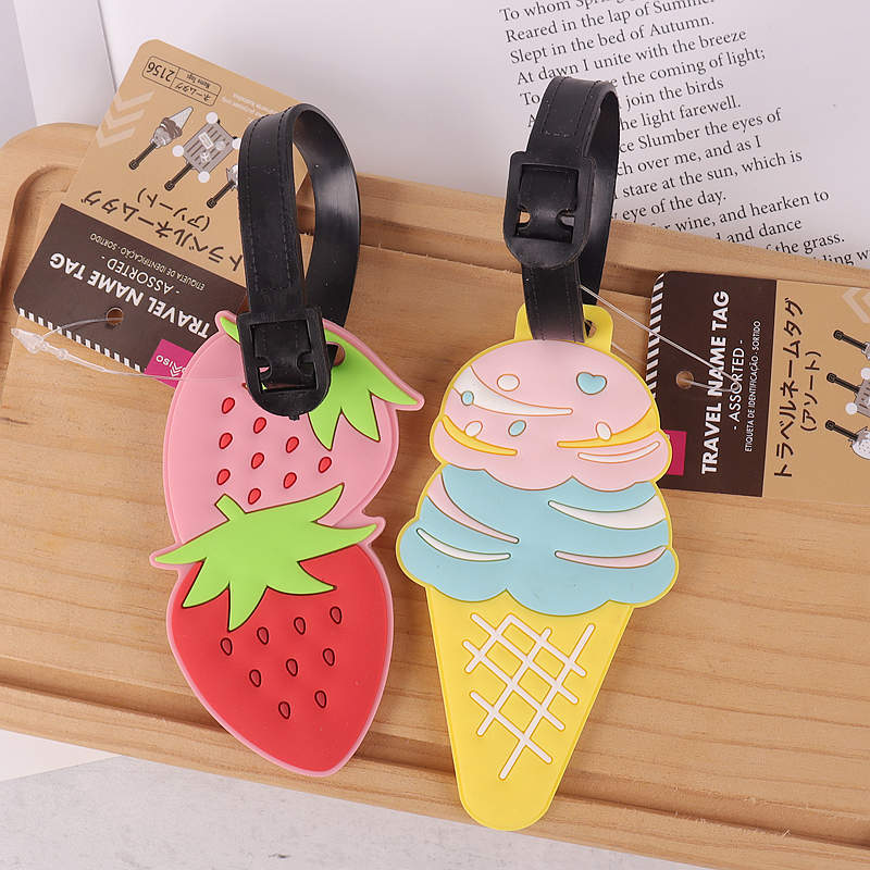 日本大创DAISO可爱冰激凌硅胶旅行行李箱登机挂牌吊牌托运旅行名