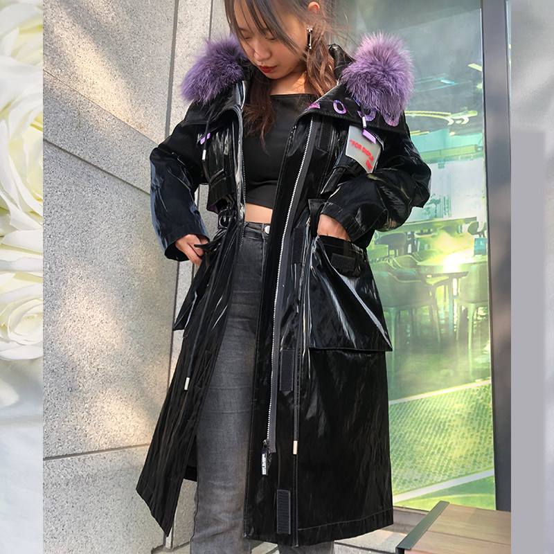 太子莲免洗派克服兔毛内胆