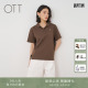 T恤宽松毛织套头休闲百搭上衣 POLO领针梭拼接短袖 OTT2026夏季 新款