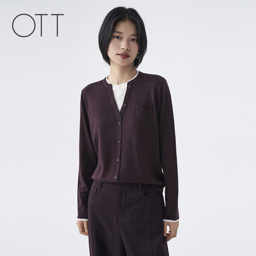 OTT2026秋季新款V领假两件毛织衫