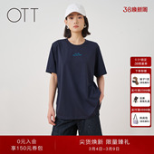 简约圆领短袖 女装 T恤女宽松字母刺绣休闲百搭上衣 新款 OTT2026夏季