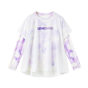 女童防晒T恤假两件凉感速干春夏款上衣儿童运动长袖衫宝宝防晒衣