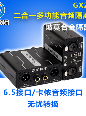 GX200音频隔离器 6.5卡侬6.35卡农专业解决调音台共地干扰杂音衰减滤波去除调音台舞台功放音响笔记本电流声