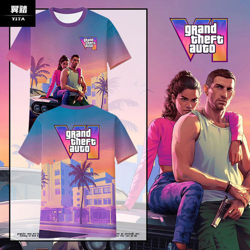 GTA6游戏R星侠盗猎车手速干T恤