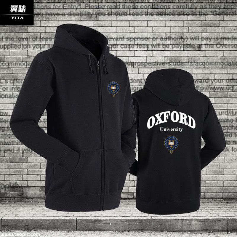 伦敦大学学院牛津大学校服开衫卫衣服男女加绒拉链外套